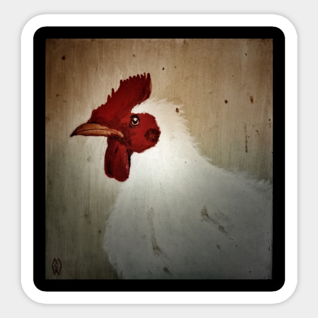 The Grungy White Rooster Sticker by Matt Starr Fine Art